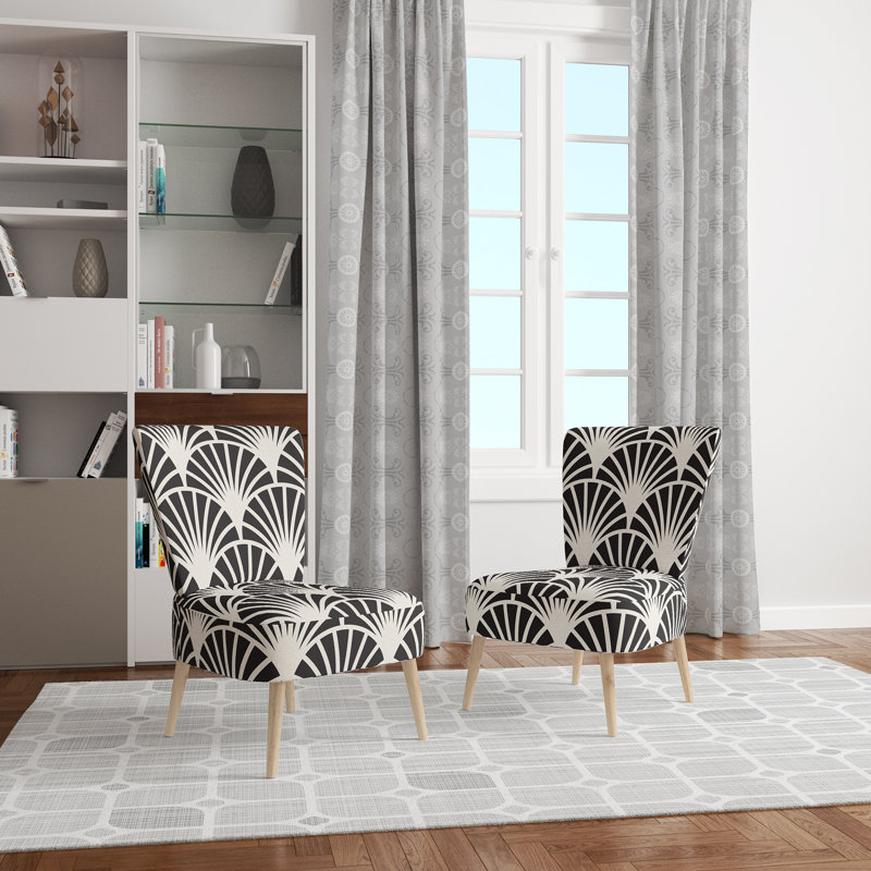 Upholstered Floral Side Chair - Modern floral Accent Chair, Abstract Black Polyester Blend 7