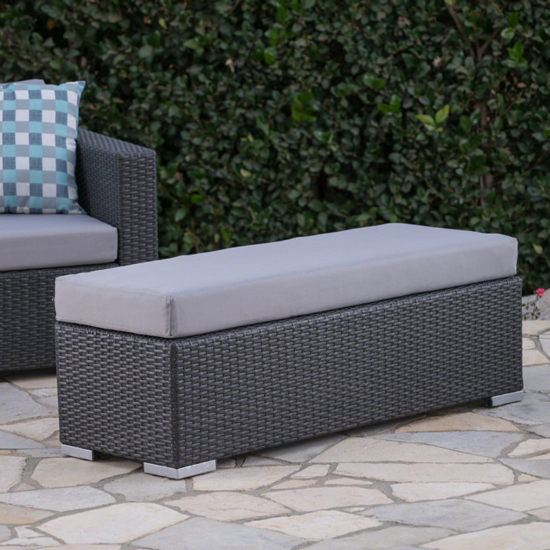 Banc de patio Space - Résine légère et fer, 17,44 lb élégant jardin gris + argent, décorer