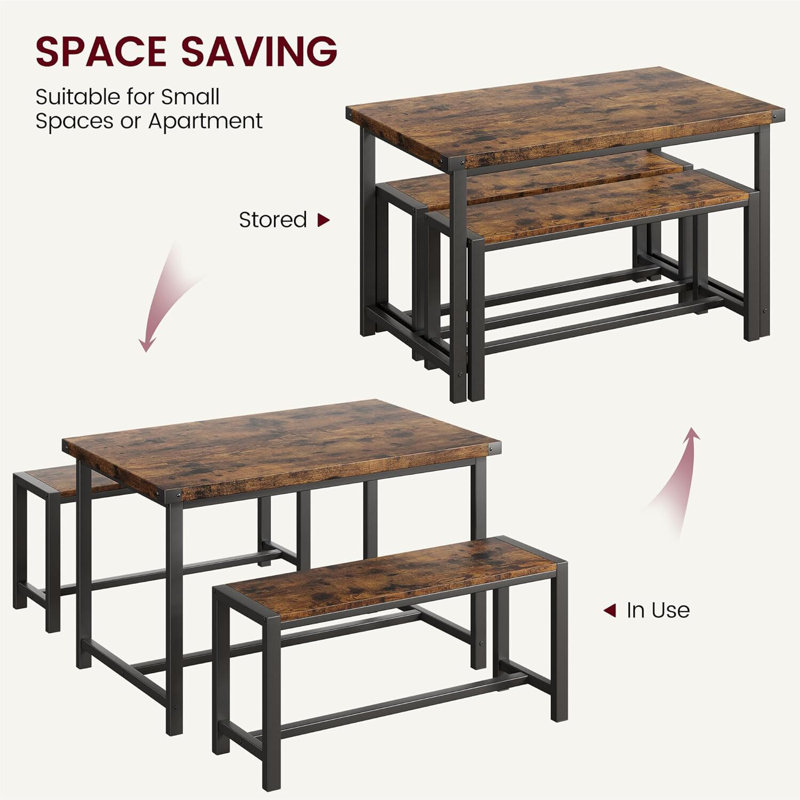 Missick 4 - Person Four Leg Dining Set, Brown, Brown
