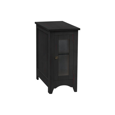 Narrow Accent Table For Bedroom: Black Veneer With Storage Function Space Saving Bedroom Accent:
