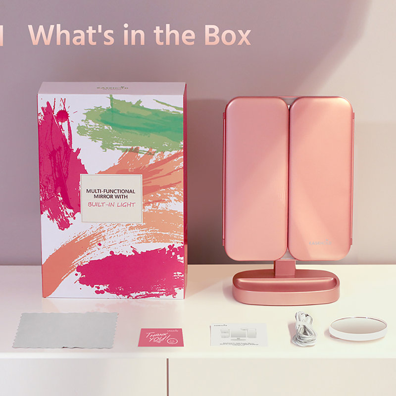 Mirror with Shelves, Rosegold