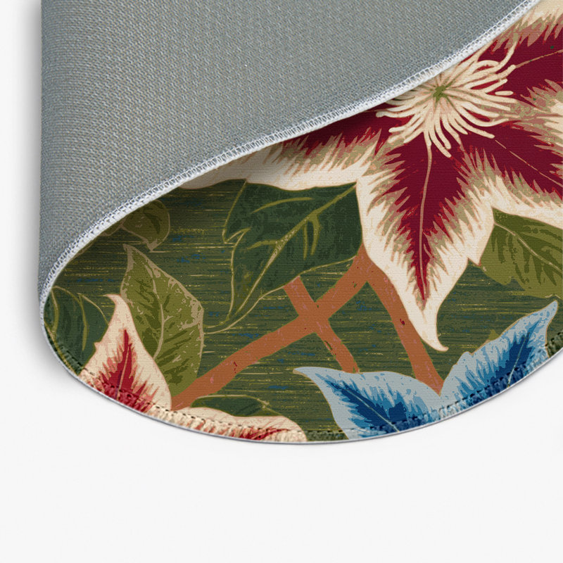 Tapis d'intérieur et d'extérieur brun Botanical, Rond 5 pi