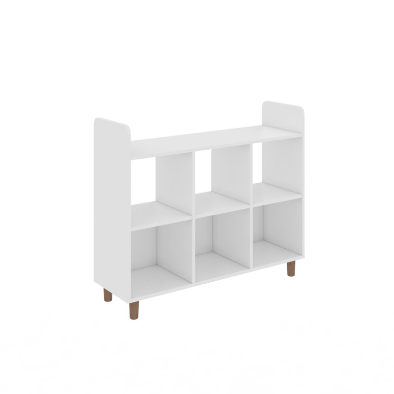 Modern White Console Table with Wooden Legs, 45.3 x 33.9 x 14.2 inches | 100% Melamine Coated Particle Board, Thickness: 0.7 inches | Numerous Shelves, Wall-Mountable, Scandinavian Design for Stylish Living Spaces