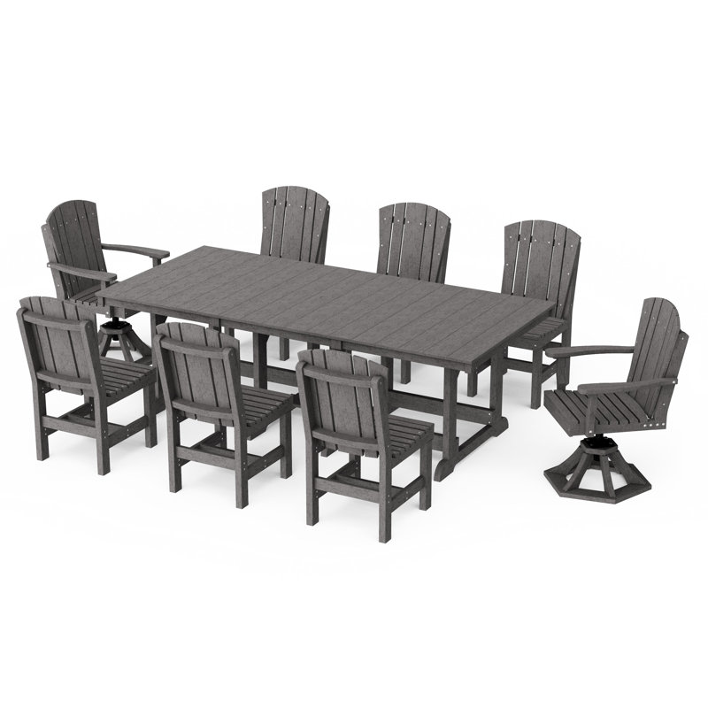 Ensemble repas 9 pièces avec chaises pivotantes Heritage, Gris foncé
