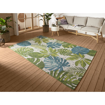 Leaves Turquoise/Green Indoor/Outdoor Rug