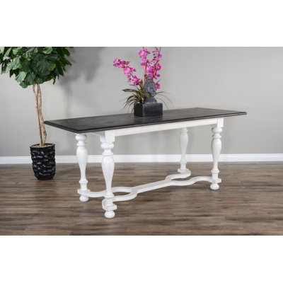 Orso Counter Height Narrow Dining Table, White, Brown Wood, 84 Inch