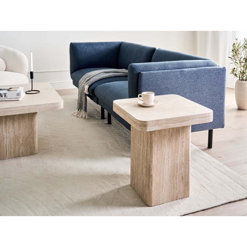 Aelwen Travertine Effect Side Table