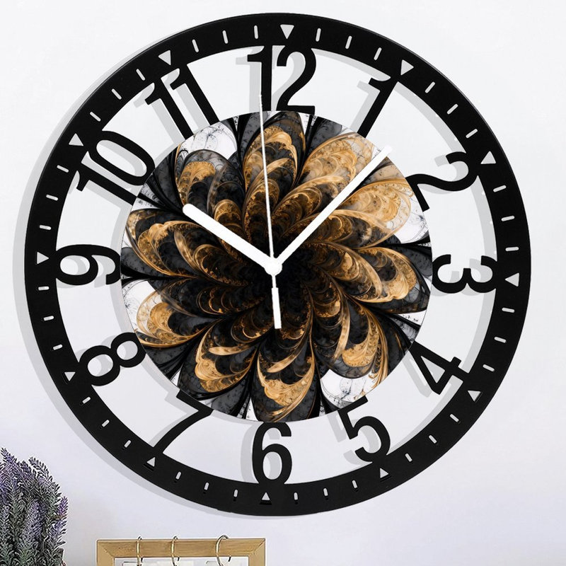 Horloge murale ronde en fer 10 po avec mouvement à quartz silencieux, chiffres arabes, impression UV