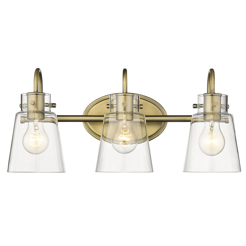 3 - Light Dimmable Vanity Light, Antique Brass