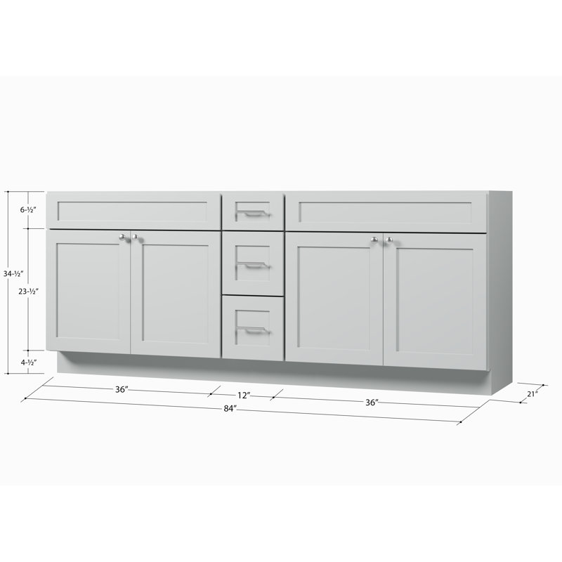 Base de meuble-lavabo double 84 po Disar, Gris