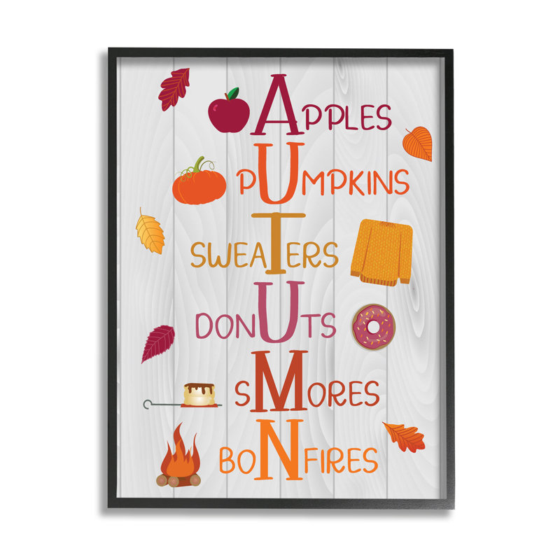 Lettres d'automne - mots saisonniers - 215, Giclée encadrée noir minuit, H 14 po x l 11 po x P 1,5 po