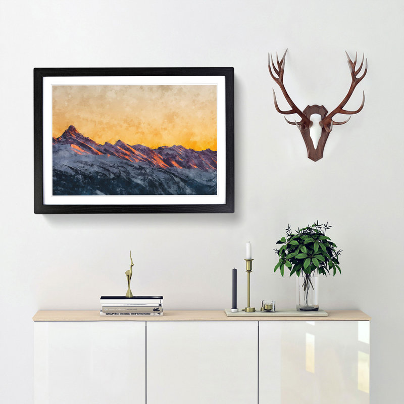 Mountain Colours - Picture Frame Painting Print, 62cm H x 87cm W x 2cm D, Black Framed