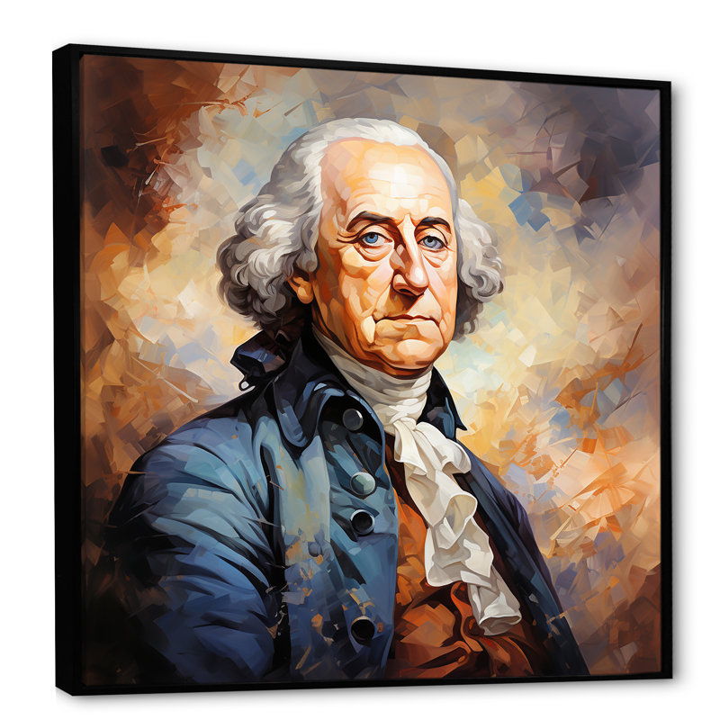 George Washington, président, Portrait I - président / art mural politique, Cadre flottant noir, H 30 po x l 30 po