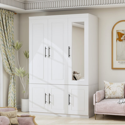 3-Door Wardrobe Armoires and Mirror, White by Latitude Run