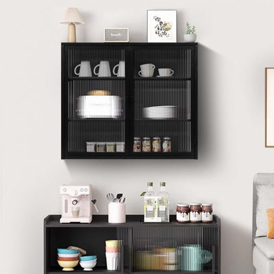 27.56" Glass Doors Wall Cabinet