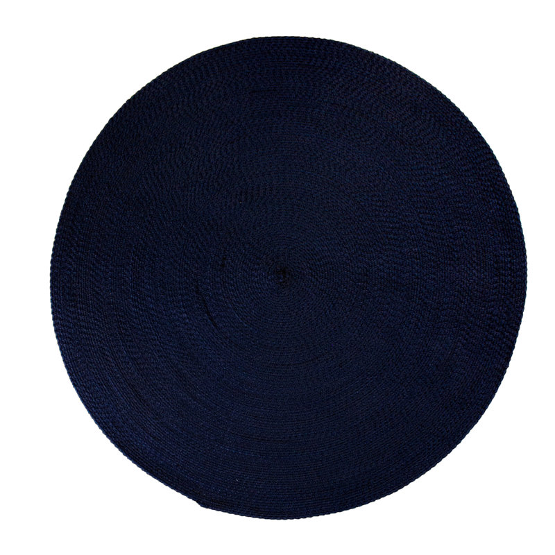 Solid Braided Farmhouse Performance Area Rug, Round 4'