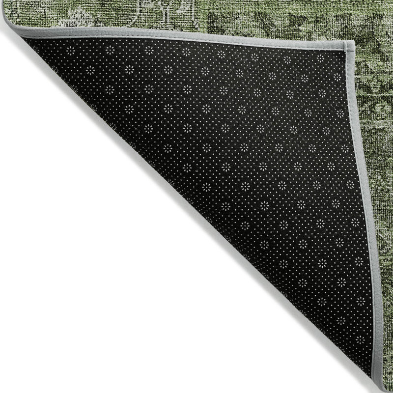 Tapis d'extérieur lavable en patchwork vert olive et gris 5 pi x 8 pi
