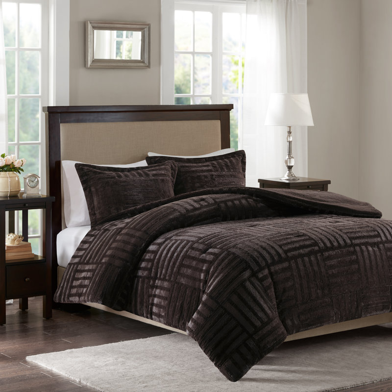 Ivory Faux Fur Down Alternative King Comforter Set