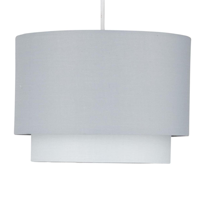 18 cm H Drum Cotton Pendant Shade ( Uno ), Grey Ombre