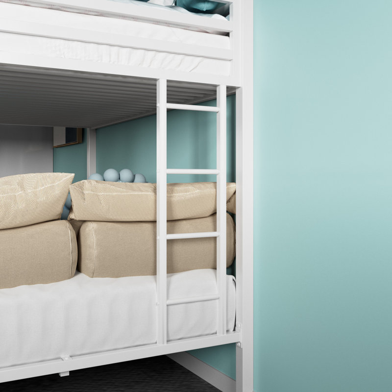 Koffler Kids Bunk Metal Bed Frame, Full, White