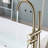 Brushed Gold Freestanding Tub Filler Floor Mount Faucet - With Handheld Shower And Construction Detail Bathtub Luxurious Design-118625536