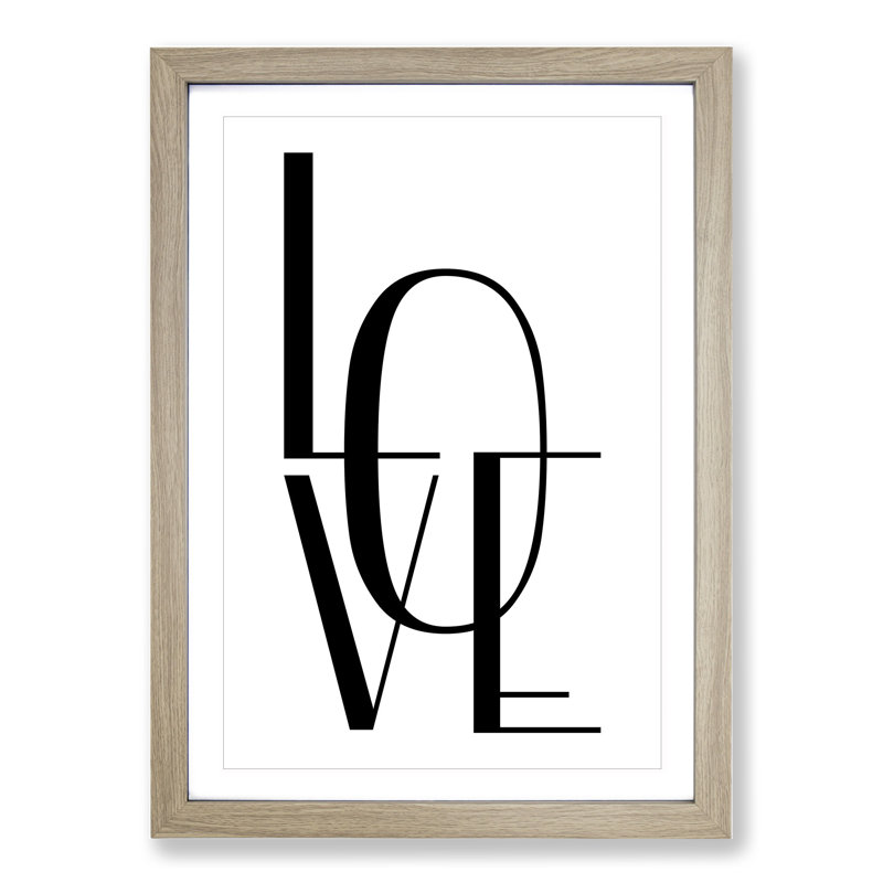 Love - Picture Frame Typography, 36cm H x 27cm W x 2cm D, Oak Framed