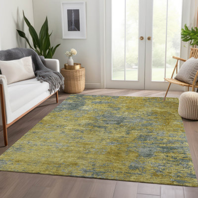 Machine Washable Indoor/Outdoor Chayden ACN1093 Gold Rug