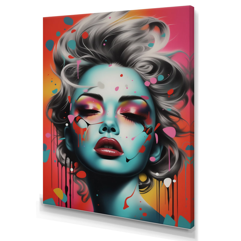 Personnage rétro V, impression sur toile, Toile tendue, L 30 po x H 40 po