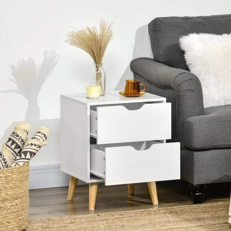 40cm W Solid + Manufactured Wood Bedside Table