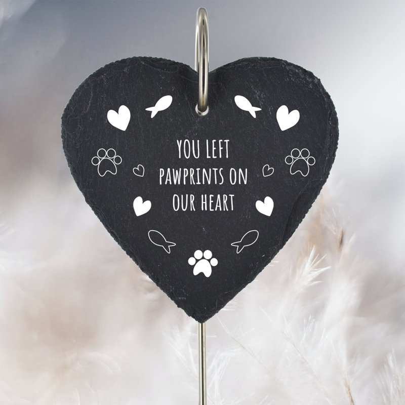 Boleslao Slate Heart Left Pawprints Grave Marker Memorial Plaque