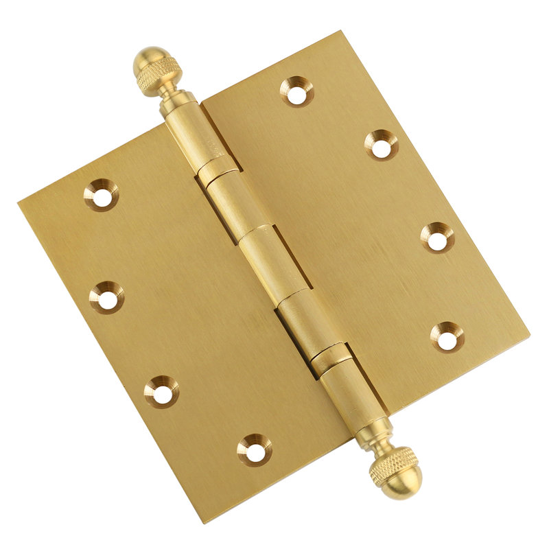 Charnière de porte simple à roulement à billes en laiton massif H 5 po x l 5 po, Laiton satiné