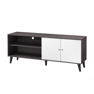 Meuble télé pour téléviseur de 63 po ou moins Amidon, avec 2 tablettes de rangement et 1 armoire, meuble télé moderne dans le salon
