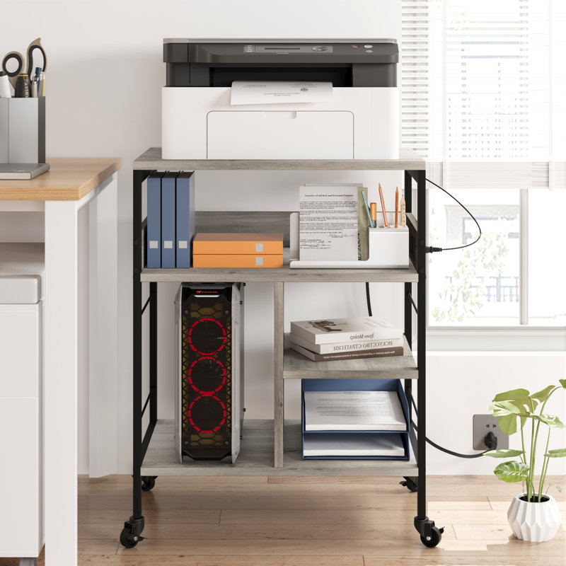 Littman Mobile Printer Stand, Gray/Black