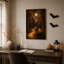 Art mural sur toile Halloween au clair de lune avec lanterne sur souche-138684776