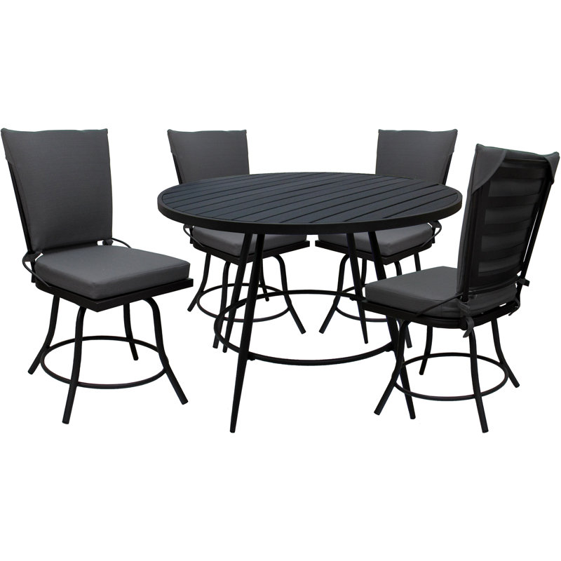 Ensemble repas d'extérieur 42 po Merrile, Structure noire / coussin gris