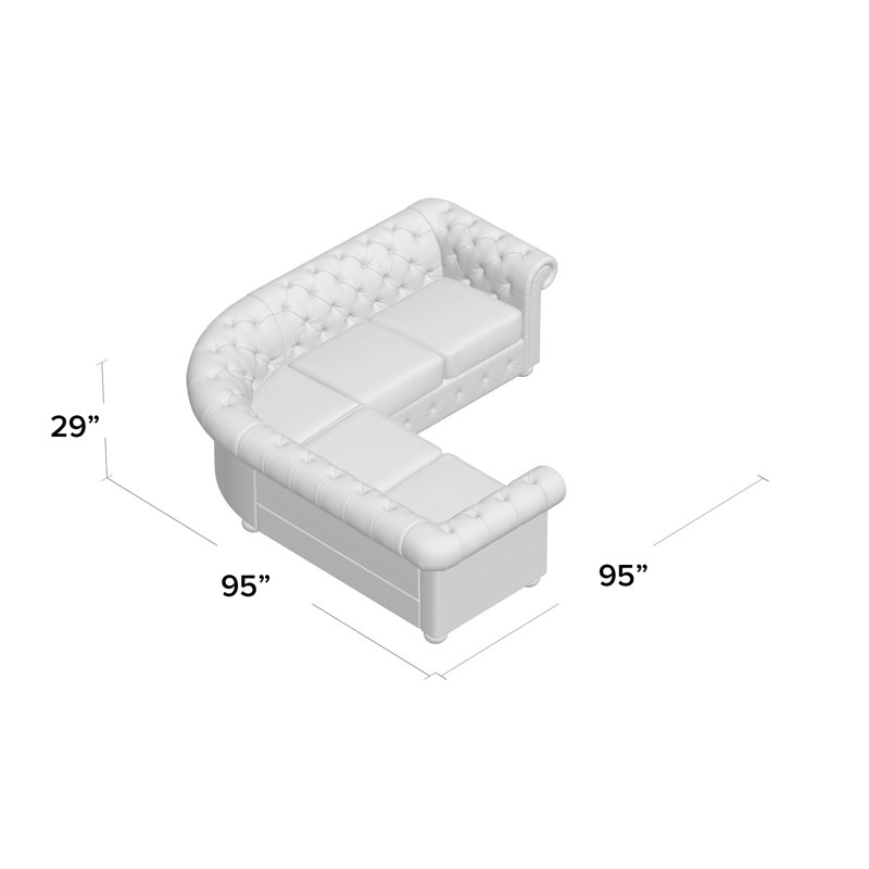 Huskins Faux Leather L-Shaped Sectional Symmetrical