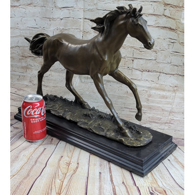 Statue de cheval au galop en bronze, art équestre PJ Mene 15 po x 24 po