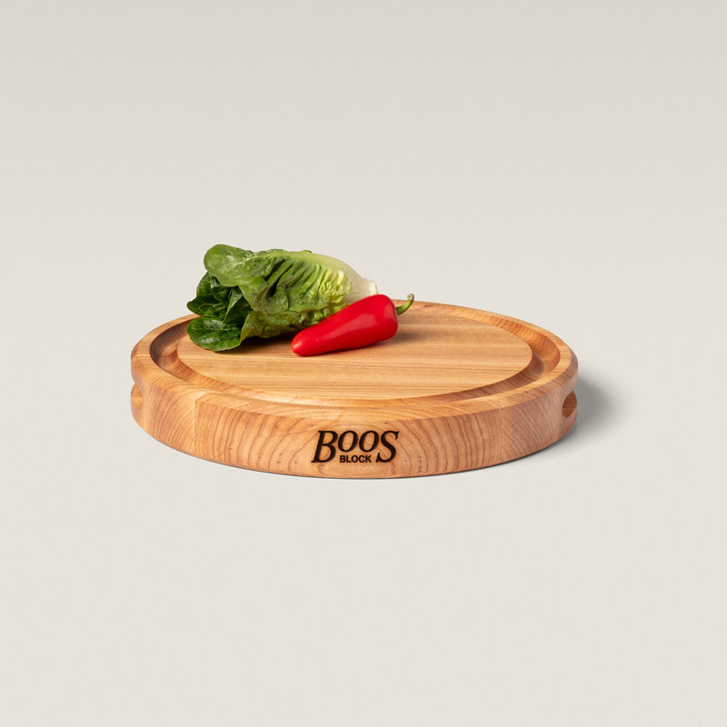 Chef's Collection Round Maple Cutting Board with Groove, 12" L x 12" W