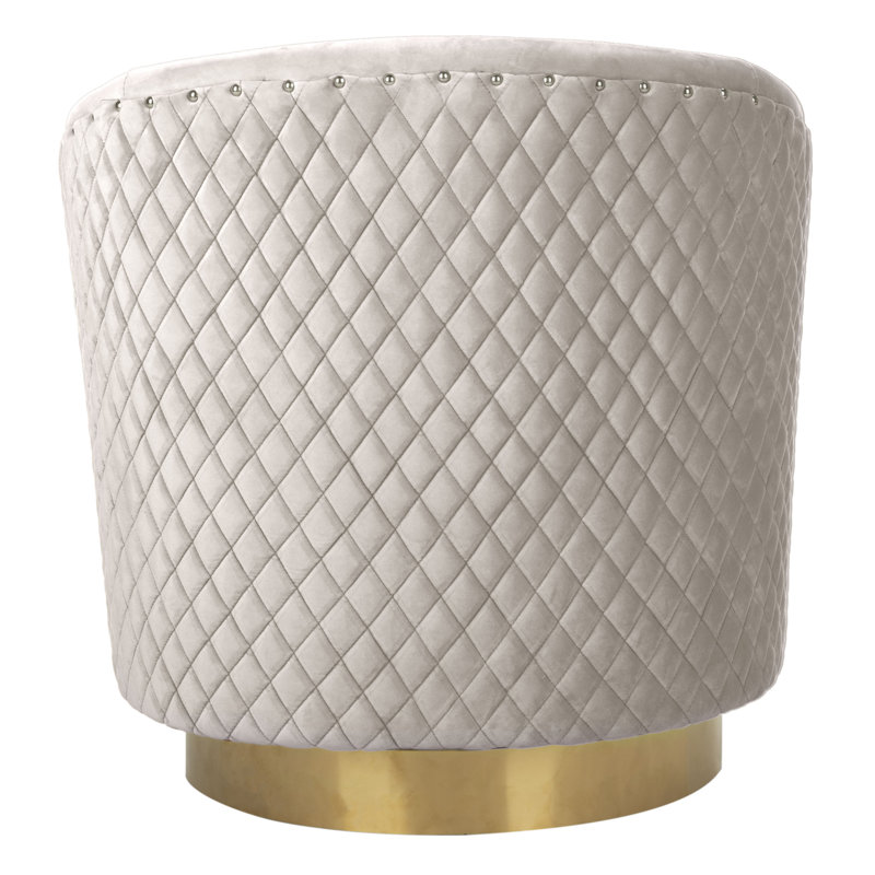 Skye Upholstered Swivel Barrel Chair, Pale Taupe Velvet, Gold