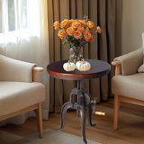 Cecy Pine Round Solid Wood Top Metal Base Dining Table