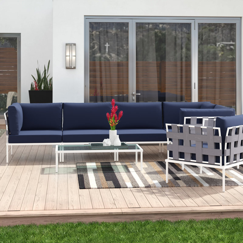 Ensemble modulaire avec coussins 7 pièces Harmony, Bleu marine