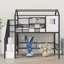 Lit mezzanine en métal avec toit et boîte de rangement-39627402