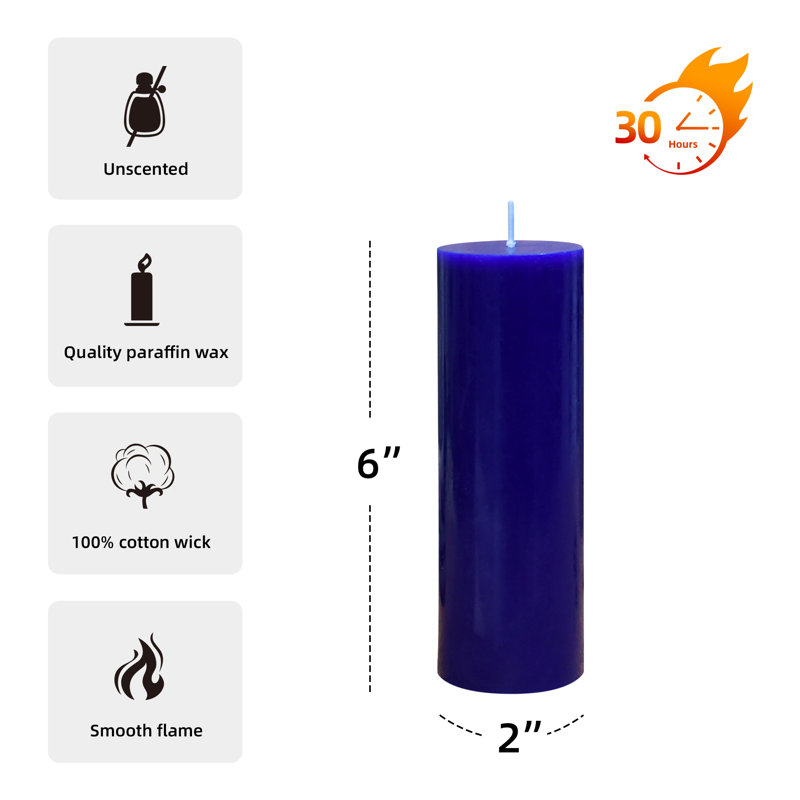 2 X 6 Inch Pillar Floating Candle, 24, Blue, 6" H x 2" W x 2" D