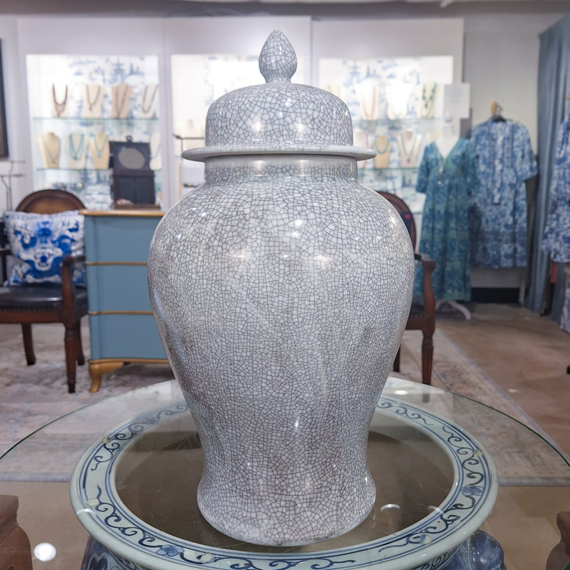 Gray Crackle Lidded Jar