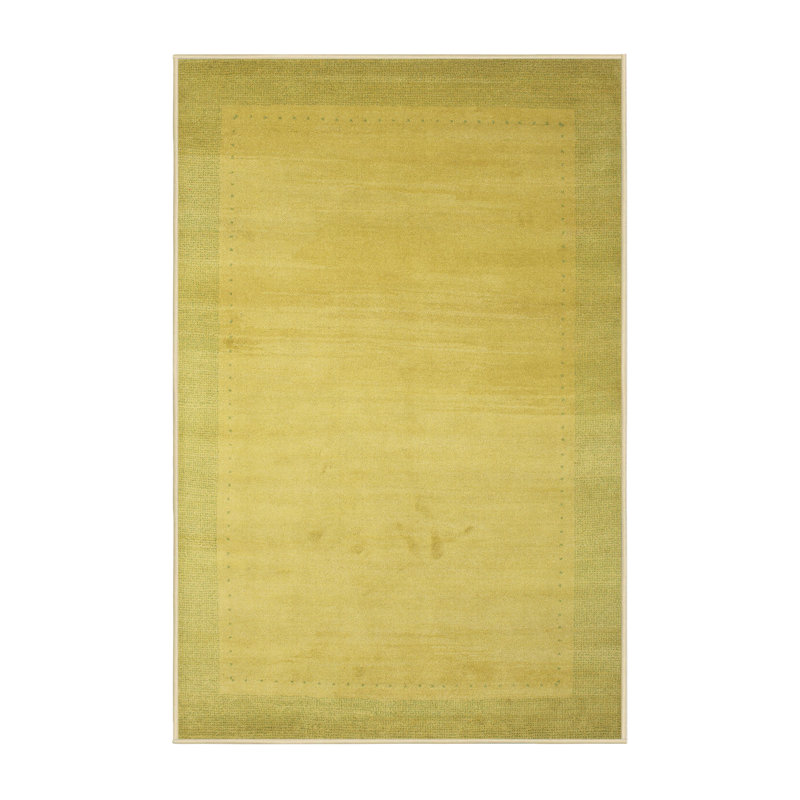 Tapis contemporain vert / jaune, Rectangle 4 pi x 6 pi