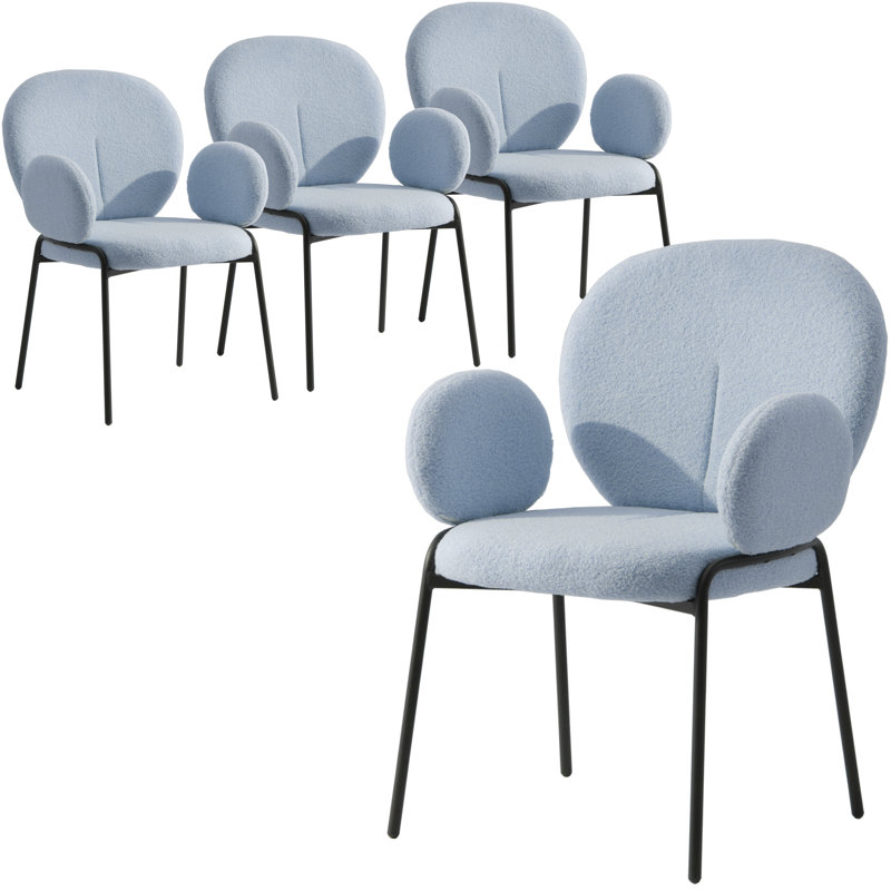 Chaise avec accoudoirs en tissu Amelia, Simple, Bleu, Noir