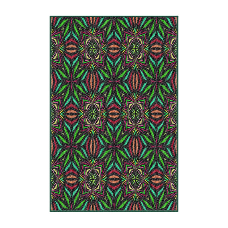 Tapis vert/rouge tissé à la machine, Rectangle 3 pi x 5 pi