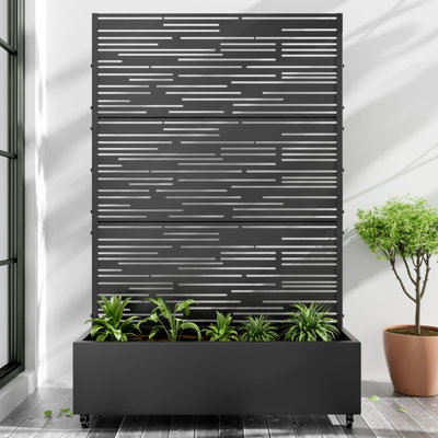 Metal Planter Box with Trellis with Wheels