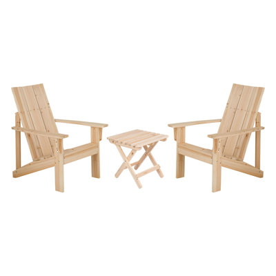 Brently Modern Wood Adirondack Chair with Table