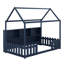 Lit simple avec lumière DEL, lit maison en bois avec bibliothèque de rangement, lit maison au sol avec garde-corps-826006900